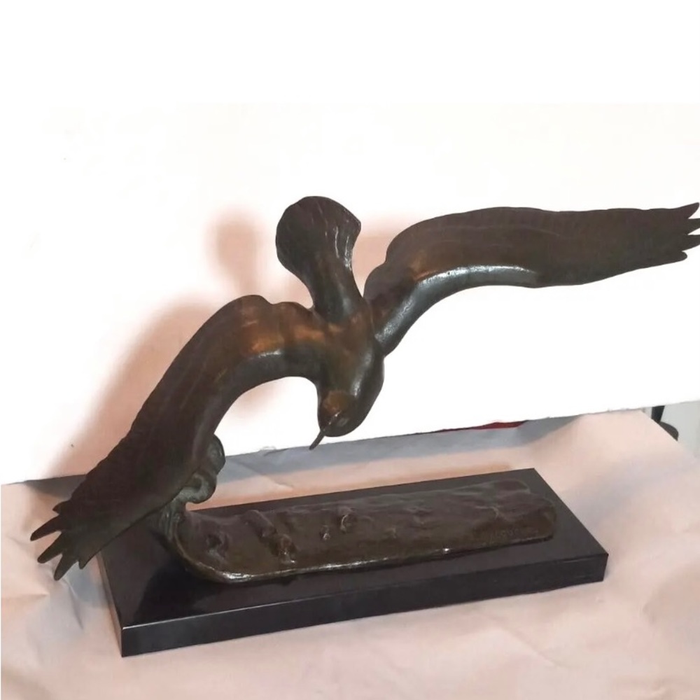 ART DECO BRONZE BIRD IN FLIGHT  ANDRE VINCENT BECQUEREL 1930's SIGNED